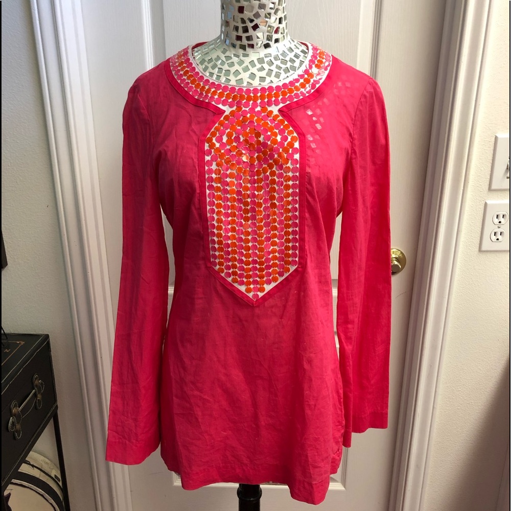 Pink & Orange Tory Burch Tunic Sequin Top